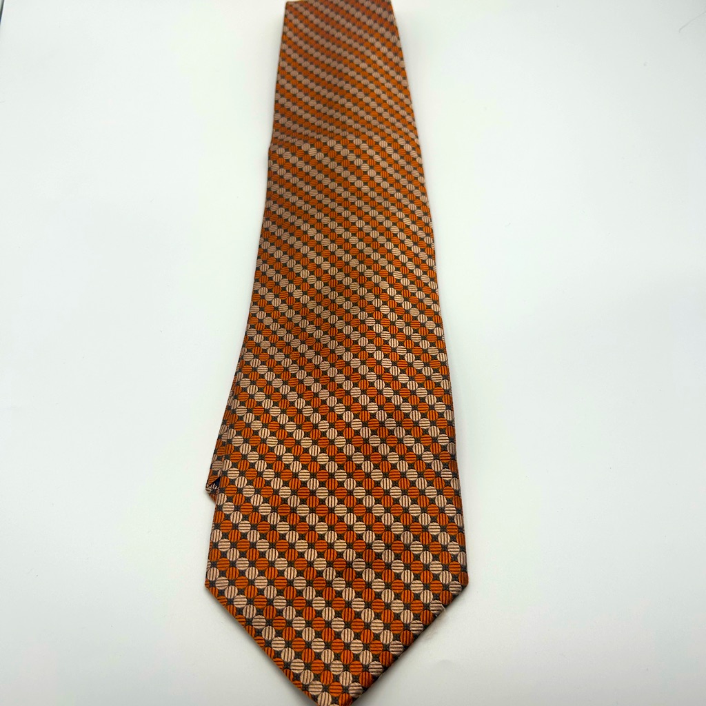 Fusion Handmade Black Orange Men's Neck Tie 100% Silk Geometric Style